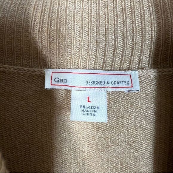 Gap Designed + Crafted Women’s Size Large Turtleneck High Low Sweater Khaki Tan - Picture 4 of 6